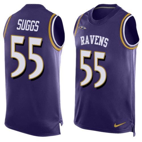 Nike Ravens #55 Terrell Suggs Purple Team Color Men's Stitched NFL Limited Tank Top Jersey